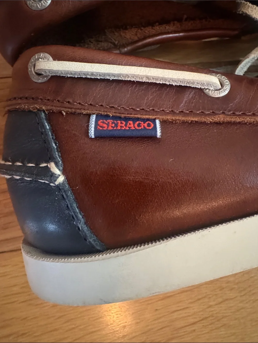 Sebago Docksides Men’s Leather Boat Shoes Size 11 Blue and Brown